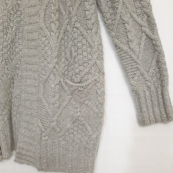 Rachel Zoe Gray Cable Knit Cardigan Sweater Sz Large Wool Blend Open Front - Picture 3 of 9